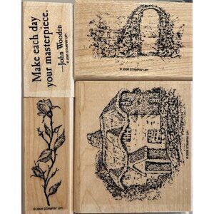 Stampin Up! Woodland Cottage Rubber Stamp Set Wood Mounted Unused